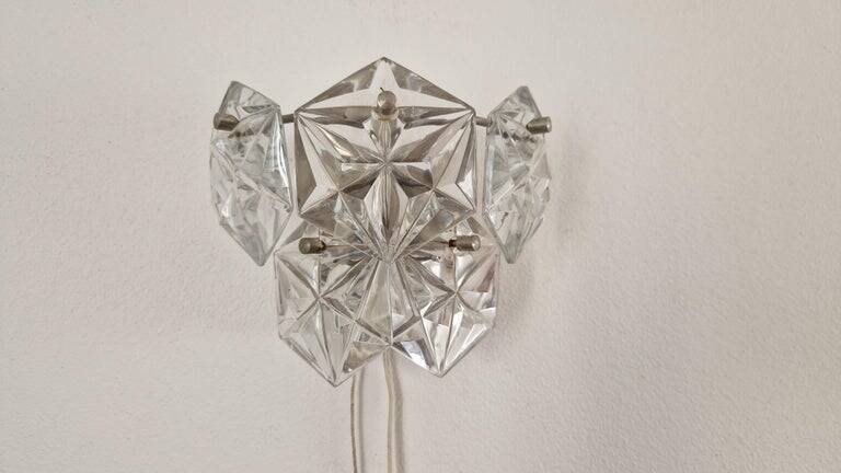 Rare Midcentury Glass Wall Lamp in Style of Kinkeldey, 1960s.