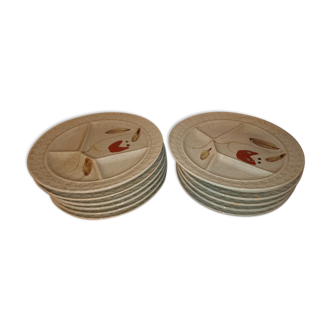 Set of 12 Sarreguemines fondue plates