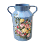 Old broc pot hand painted metal milk can