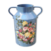 Old broc pot hand painted metal milk can
