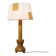 Wooden candle holder mounted as a lamp and its rope shade, 47.5cm.