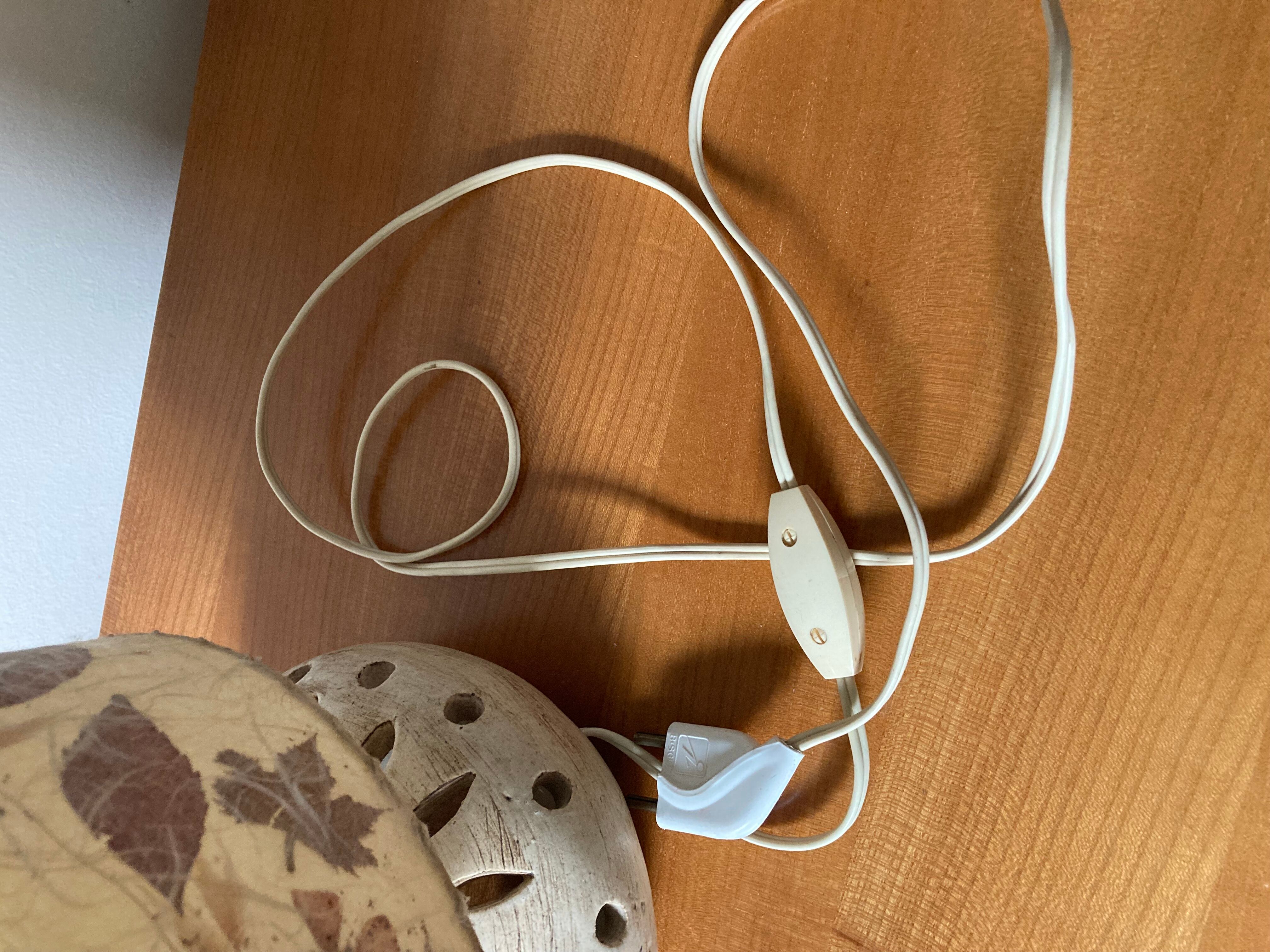 Vintage openwork ceramic lamp and lampshade in dried flowers 70