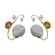 Duo of brass and glass wall lamps