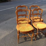 Set of 4 chairs in oak carved from 1950