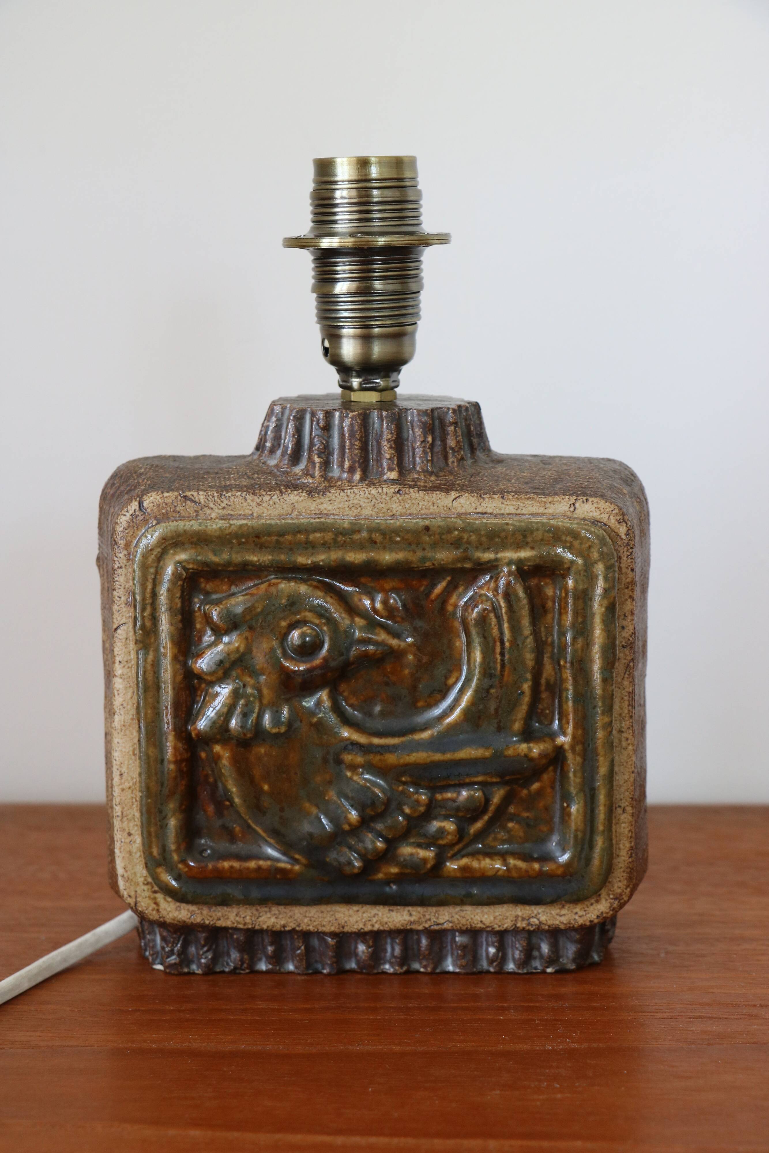 Sandstone lamp base, Willi Fischer, Ego Stengods, Sweden, 1960