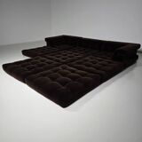 Canapé Mah Jong édition ancienne en velours de coton marron de Roche Bobois