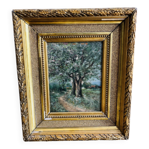 Peinture huile sur panneau - bain