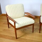3 Chauffeuses Formant Banquette Danoise de Grete Jalk Édition Glostrup 1960