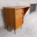 Bureau vintage design en bois clair années 50 60