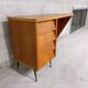 Bureau vintage design en bois clair années 50 60