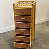 Mid-century rattan highboy / tallboy chest of drawers by Angraves, England, 1970