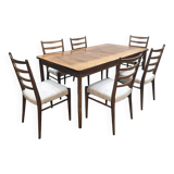 Vintage Dutch design dining set ladder back chairs & table