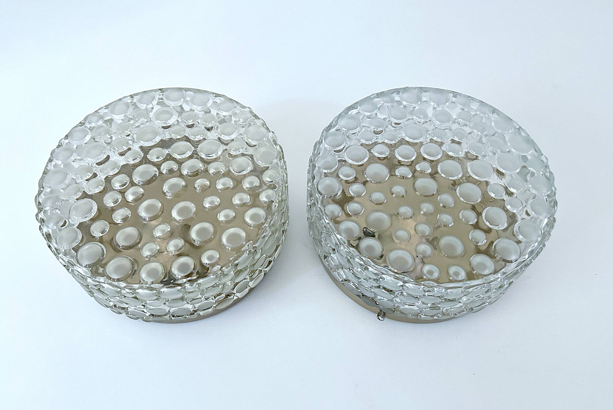 Paire d'appliques vintage en verre à bulles
