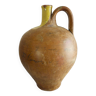 Large jug, old "plongeon", yellow glazed terracotta, popular art