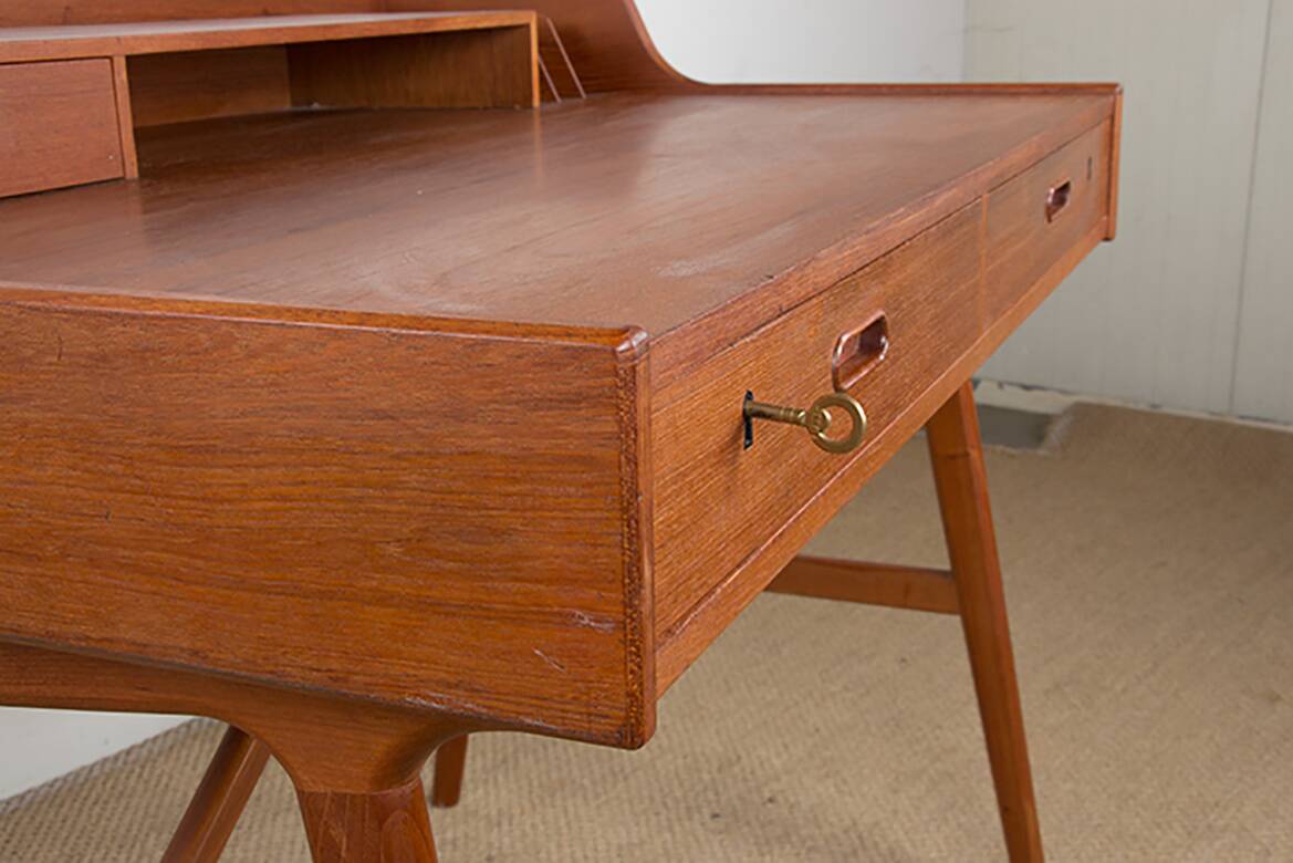 Danish teak desk, model 56, by Arne Wahl Iversen/Vinde Mobelfabrik.