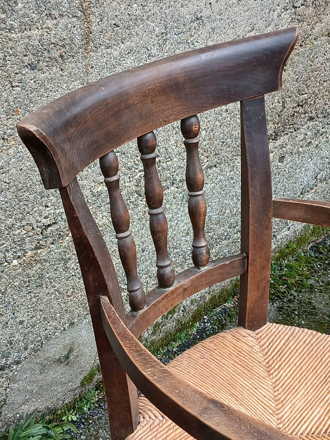 Pair of antique straw-seated armchairs