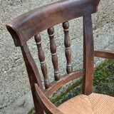 Pair of antique straw-seated armchairs
