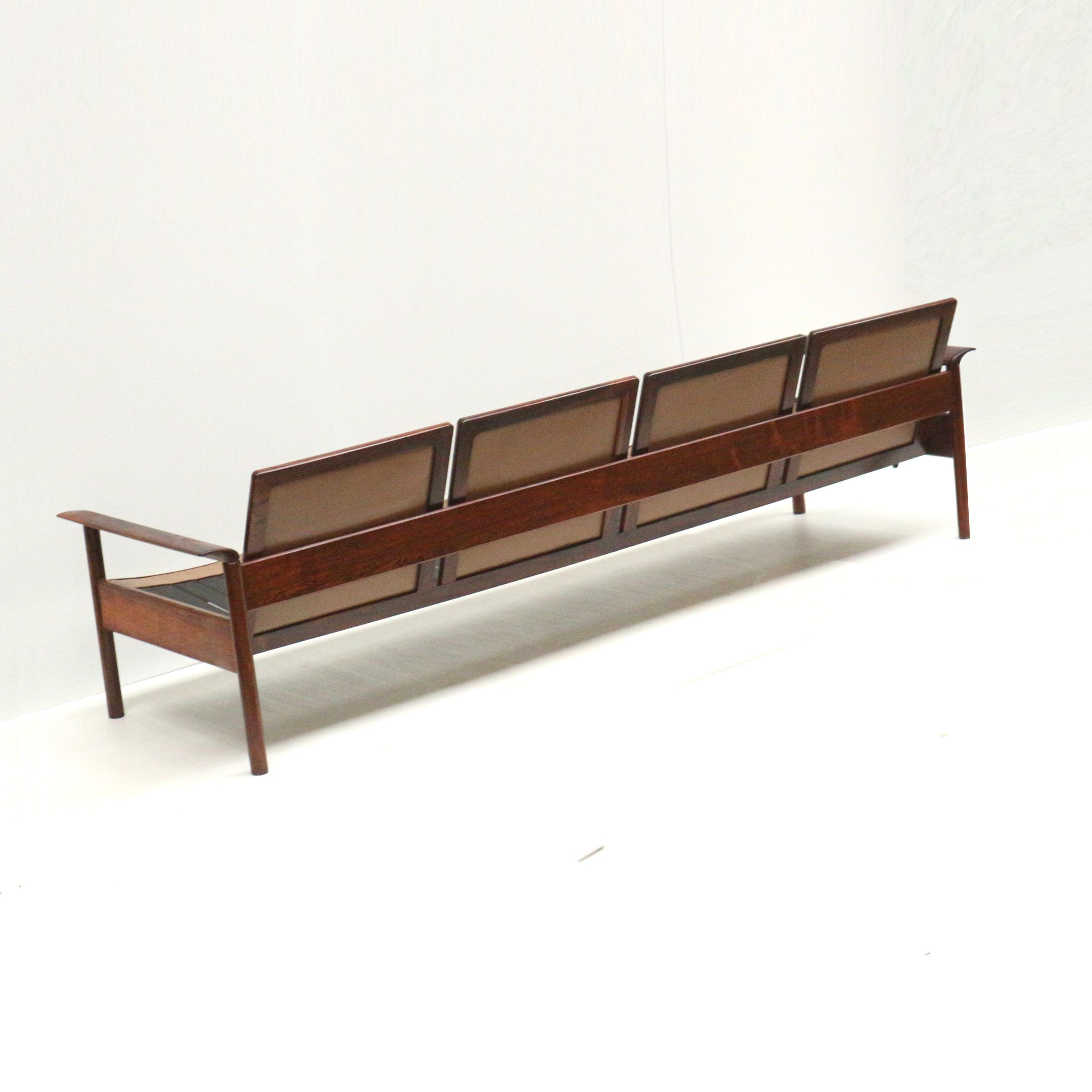 Rare vintage 4-seater rosewood Leolux sofa made in the 1960s