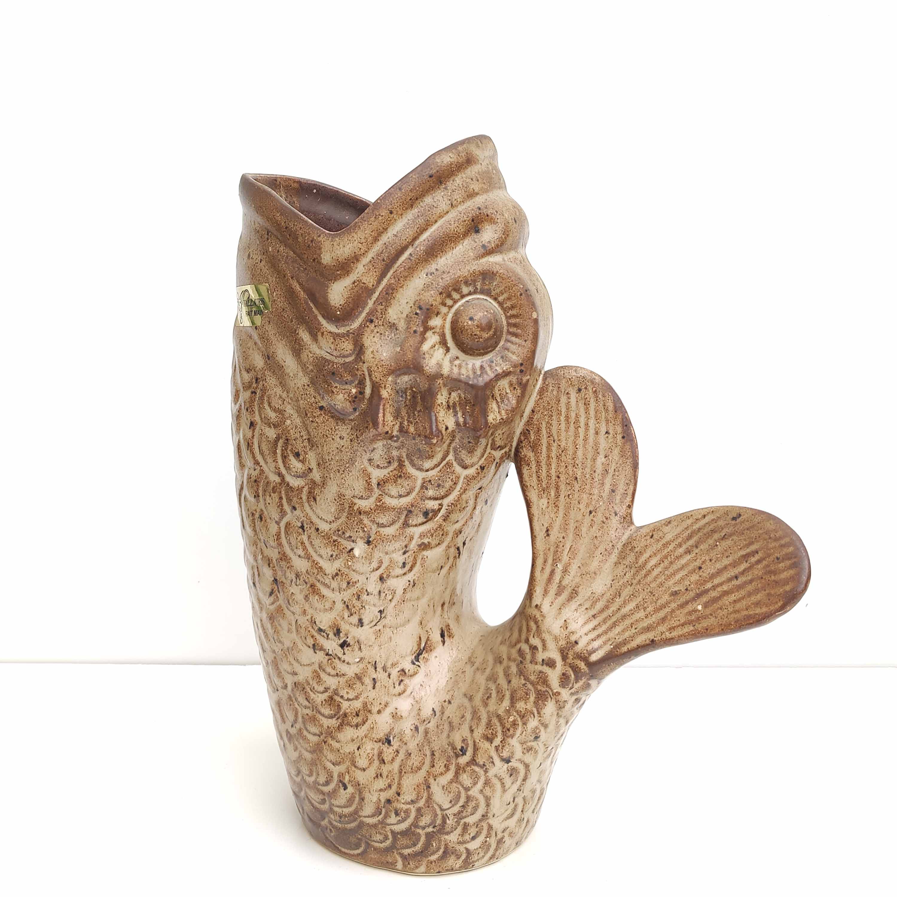 Zoomorphic vase fish Vallauris ceramic