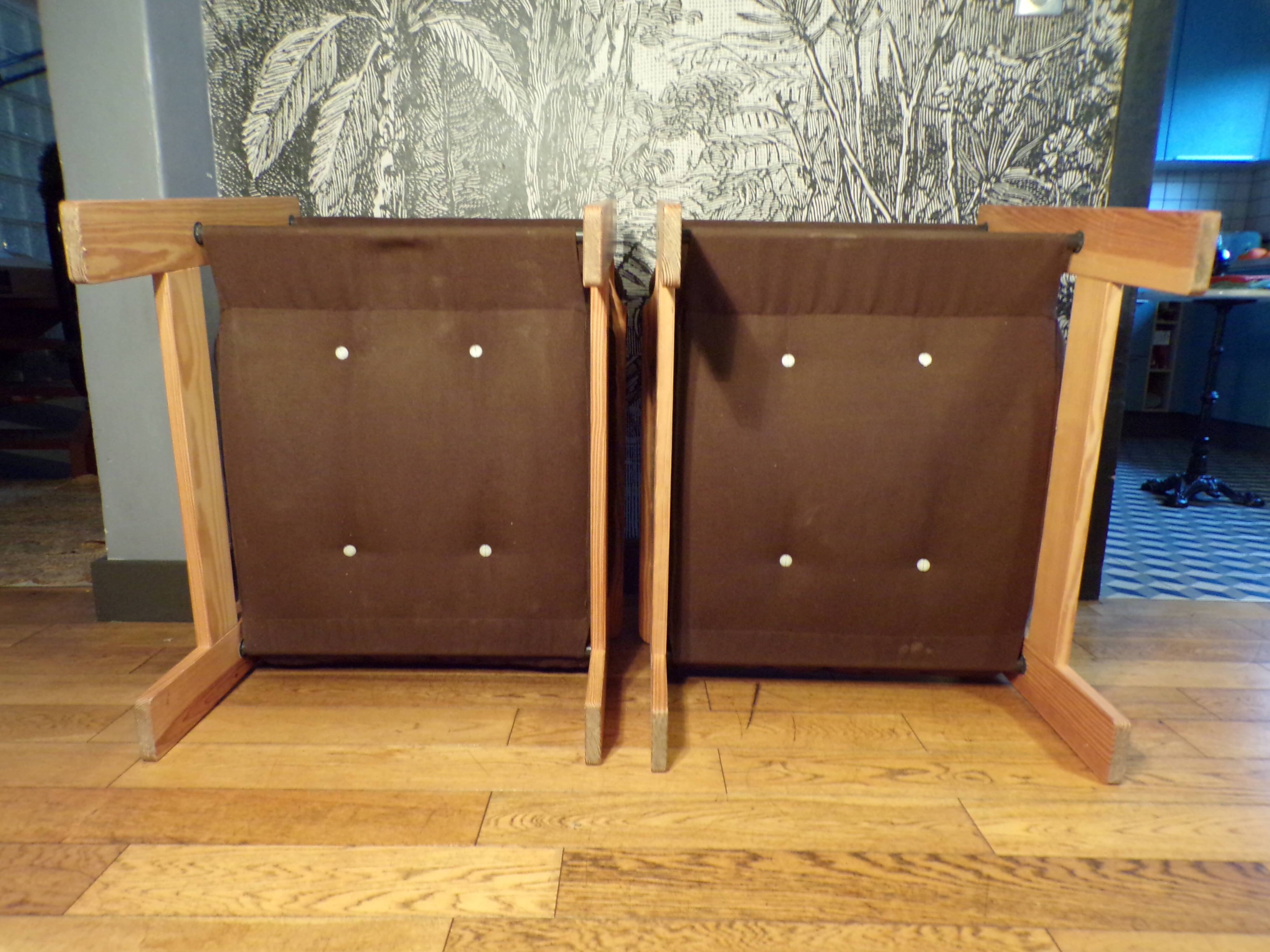 Pair of pine armchairs 1980