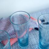 Six Biot glass orange glasses