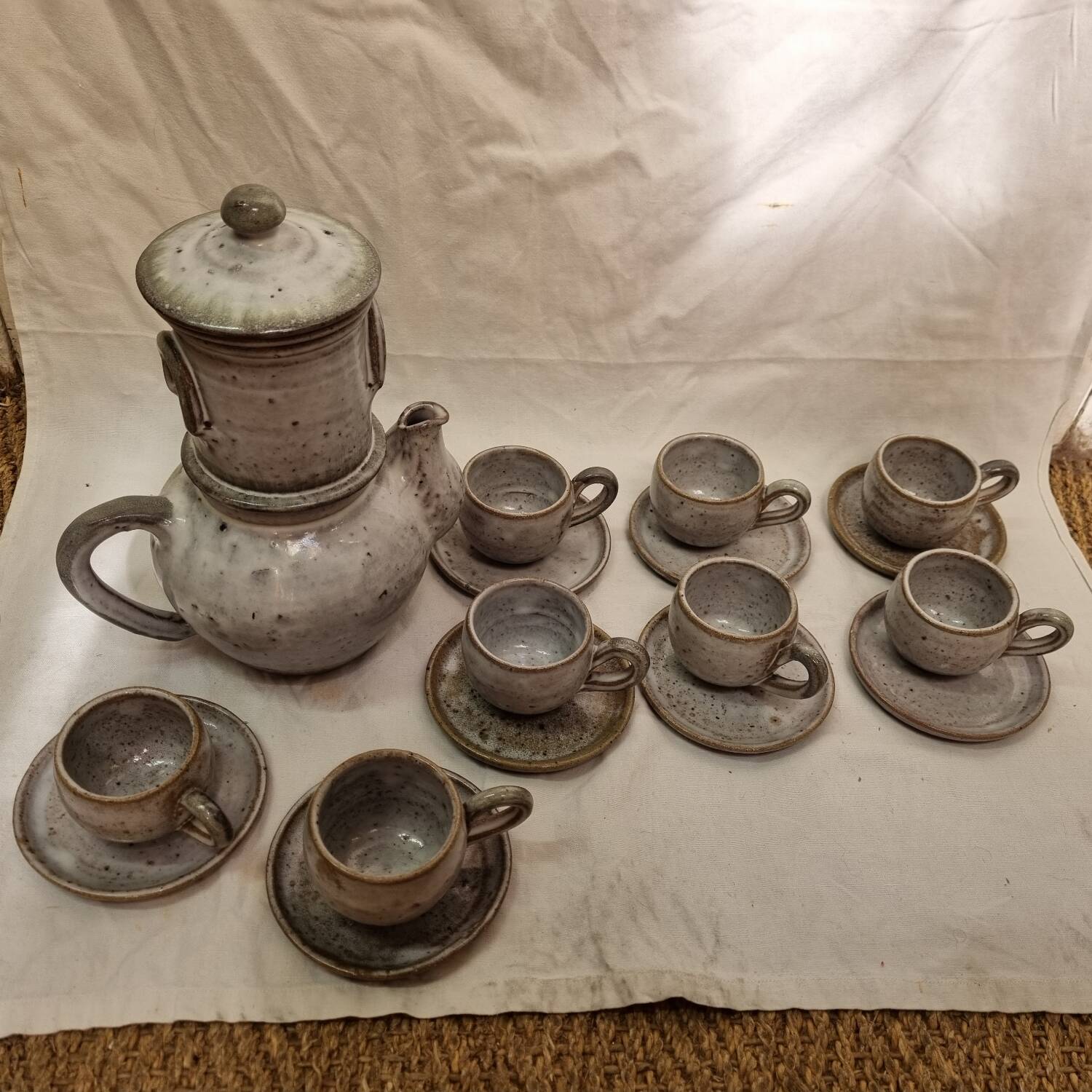 8 cup stoneware tea set from 1980