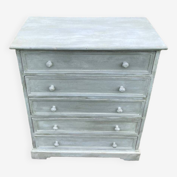 Commode vintage patine blanche
