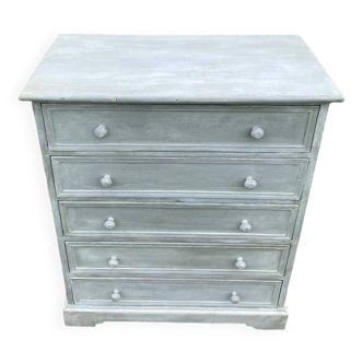 Commode vintage patine blanche