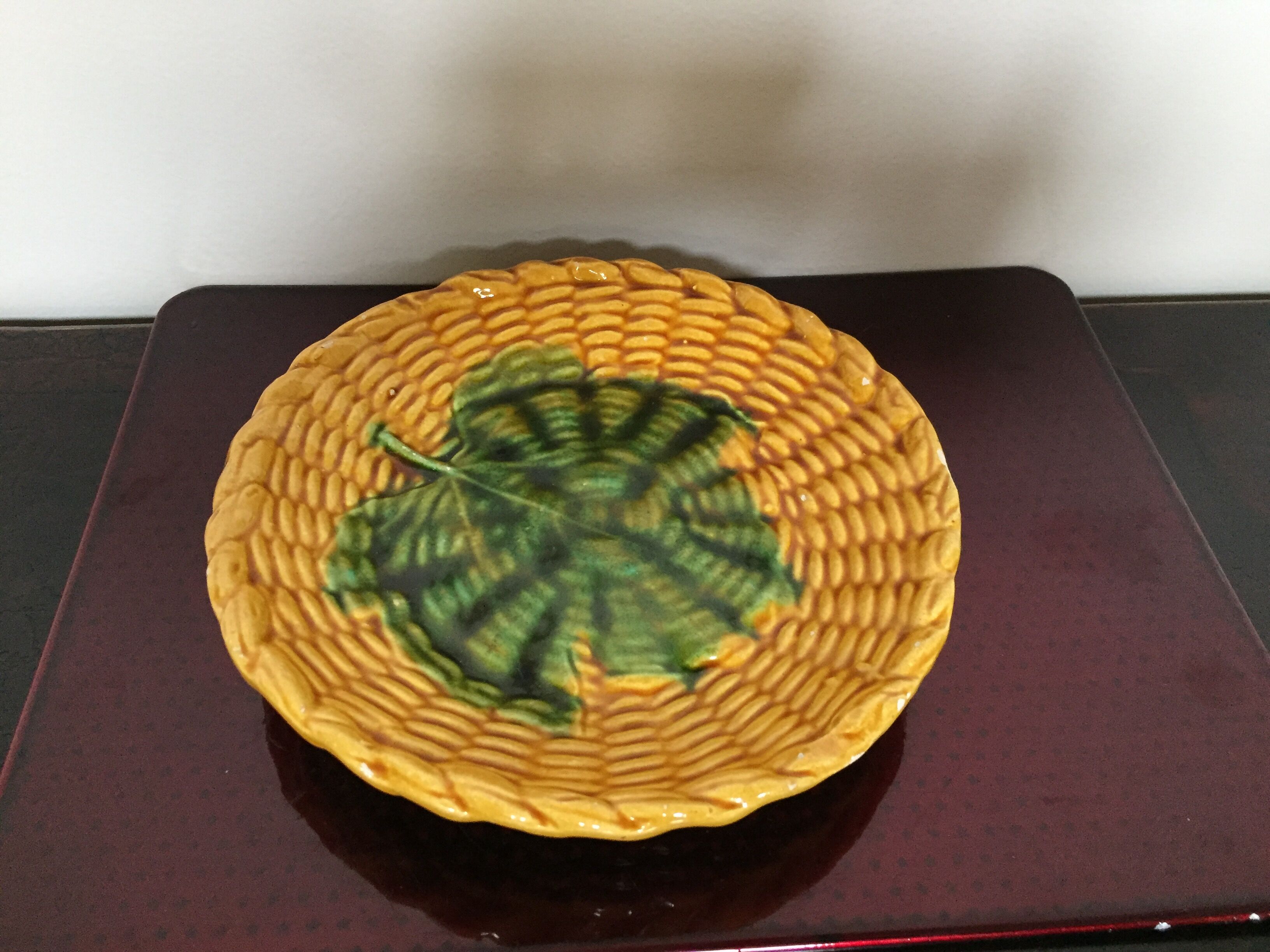 Vallauris' yellow and green ceramic plate
