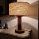 Vintage turned wooden lamp Art Deco style