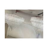 Set of 2 Clear Triedro Murano Glass Chandelier in Venini Style