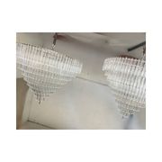 Set of 2 Clear Triedro Murano Glass Chandelier in Venini Style