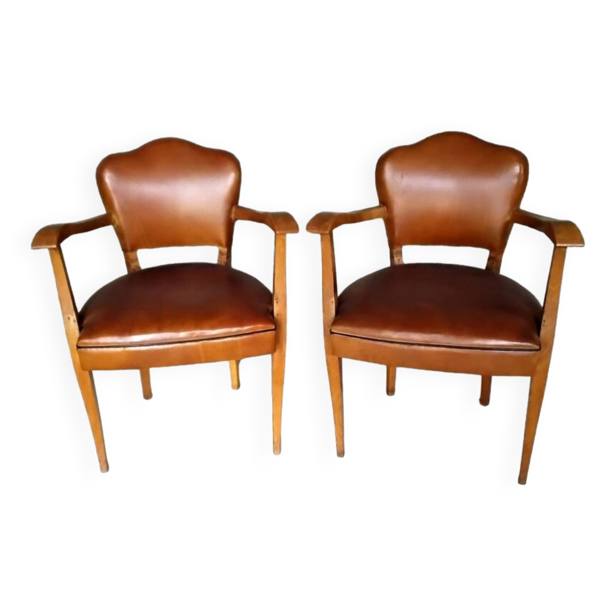 Pair of bridge armchairs with flower backs