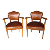 Pair of bridge armchairs with flower backs