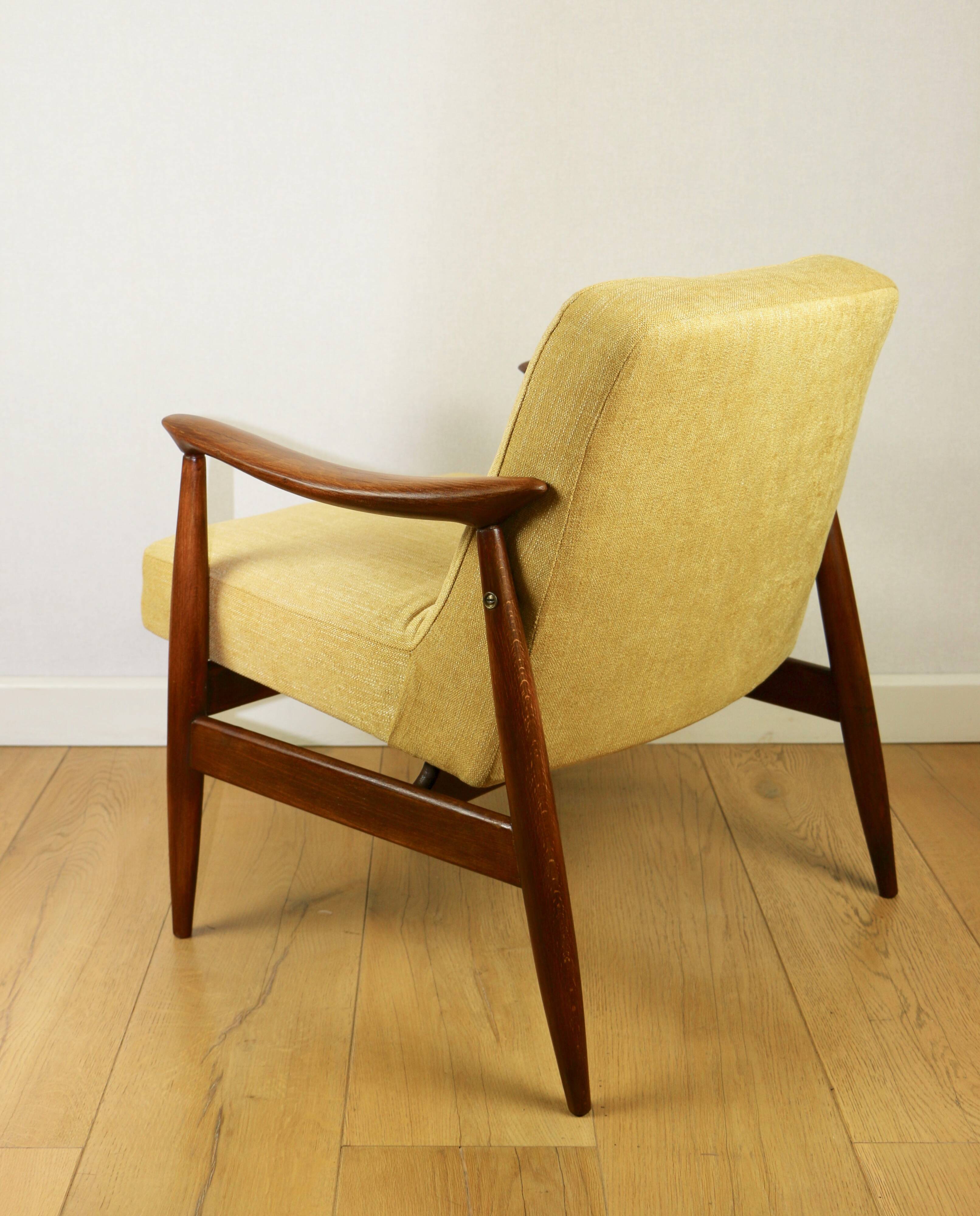 Light Yellow GFM63 Lounge Chair by J. Kedziorek, 1970s