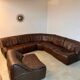 Large modular sofa with brown leather armchair 80s design dreipunkt vintage sofa