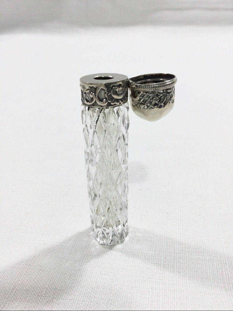 Crystal and silver salt bottle
