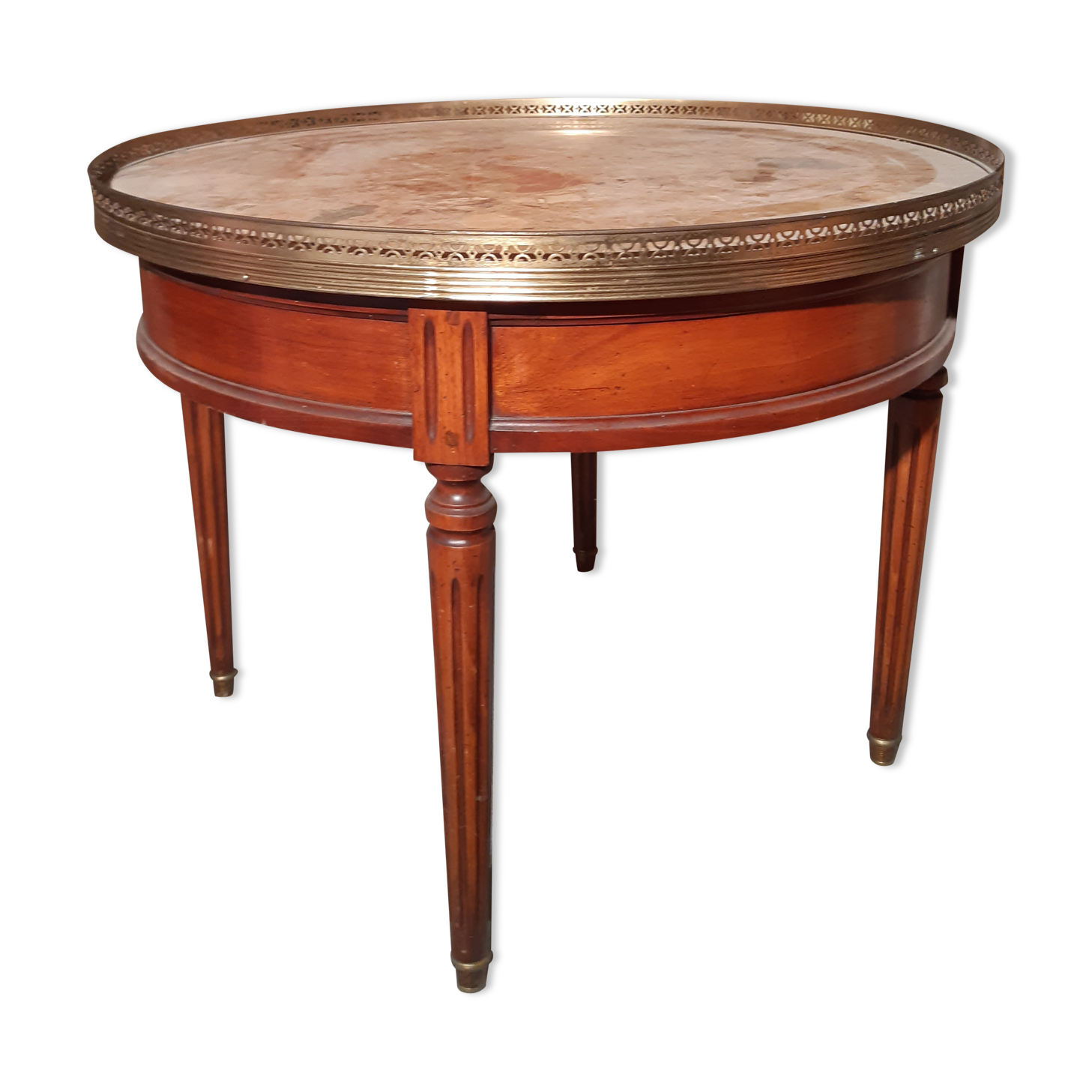 Marble and cherry hot water bottle table