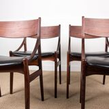 4 chaises danoises en palissandre et skaï noir par Vestervig Eriksen, 1960