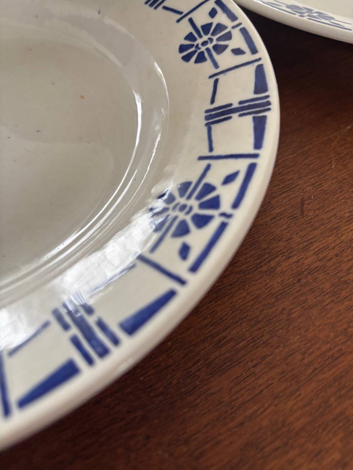 Set of 5 old earthenware plates Céranord St Amand - Made in France