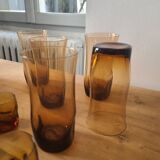 Amber orangeade set - 1 pitcher - 6 glasses - 2 small glasses