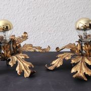 Gilded hand-forged Florentine wall lamp Hans Kögl style, Italy