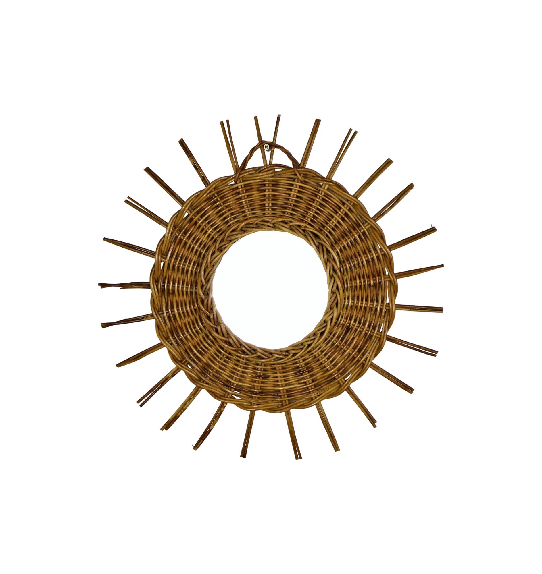 Mirror in rattan vintage 44cm