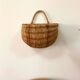 Large hanging wicker rattan basket - 1970s