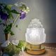 Vintage globe table lamp in half frosted, half transparent glass