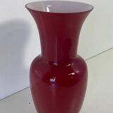 Italian Red and White Murano Glass Vase by Venini