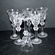 Series of 6 diamond cut crystal liqueur glasses Cristallerie Lorraine Lemberg 11cm