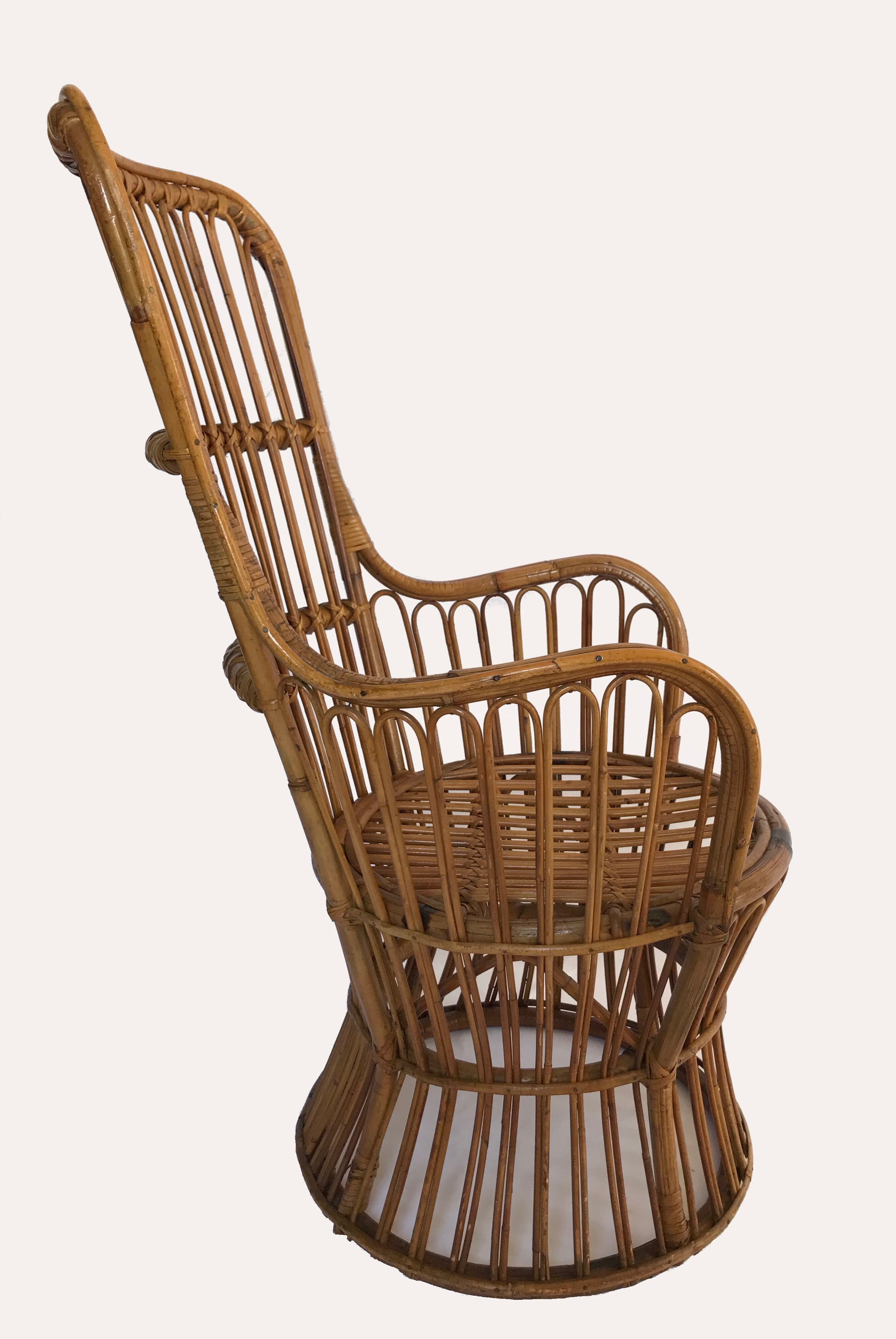 Rattan chair by Dal Vera, Italy 1950