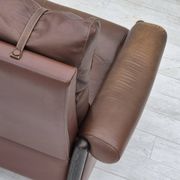 1970s, Danish armchair, original condition, furniture leather, dark oak wood.