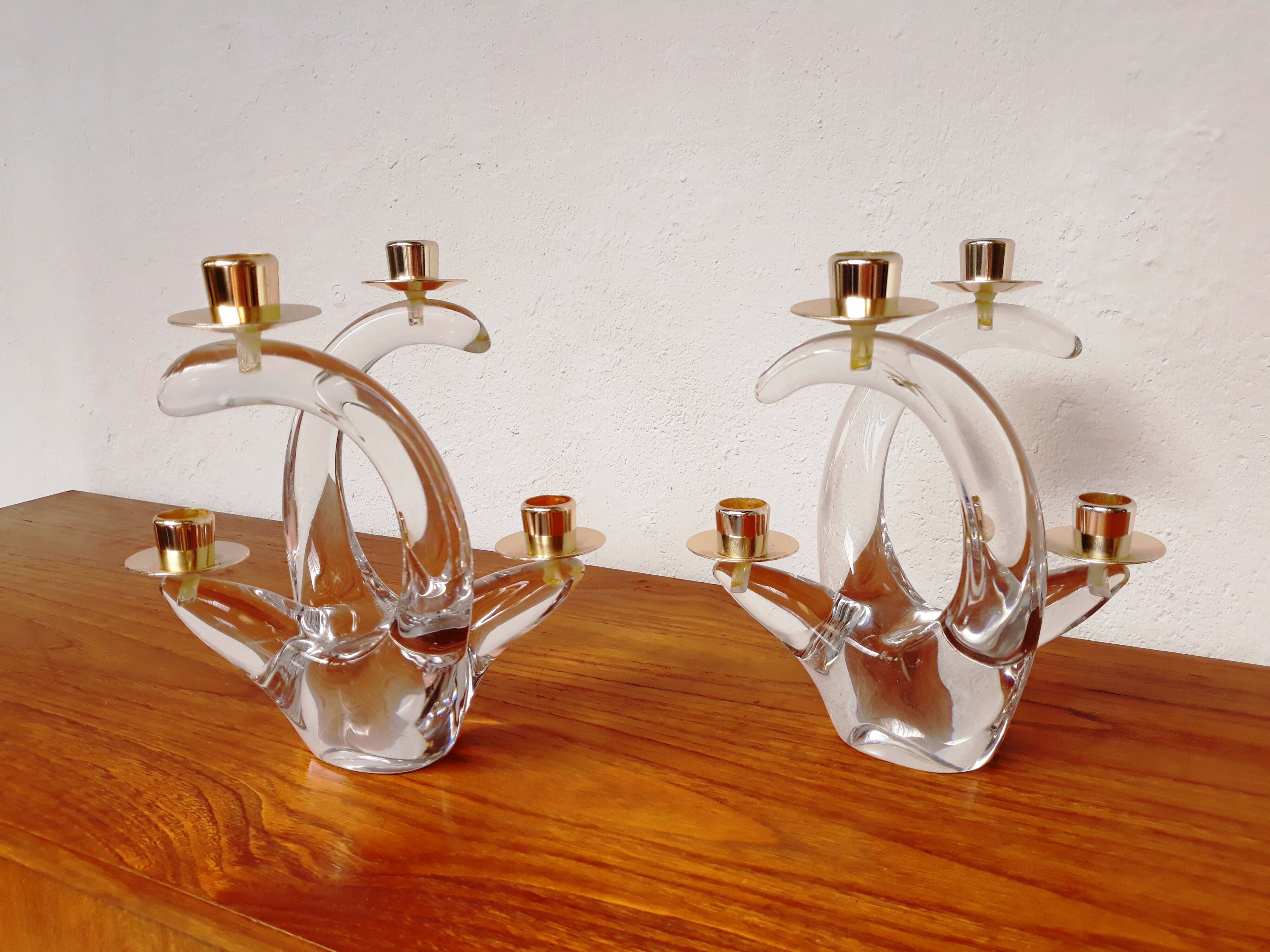 Schneider pair of vintage Crystal candlesticks